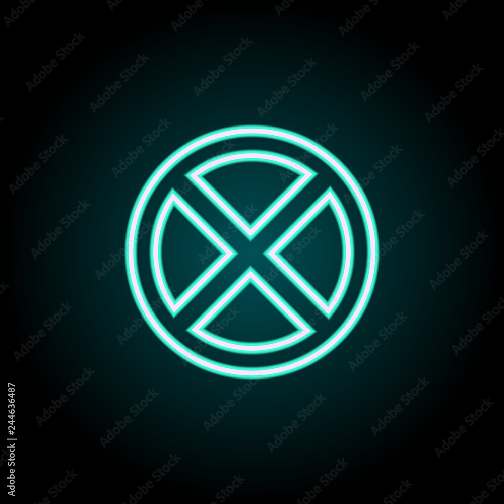 Poster road prohibition sign icon. elements of navigation in neon style icons. simple icon for websites, we