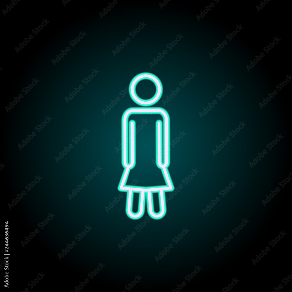 Poster female icon. elements of navigation in neon style icons. simple icon for websites, web design, mobil