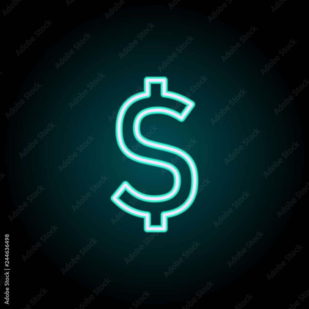 Aufkleber dollar sign icon. elements of navigation in neon style icons. simple icon for websites, web design, 