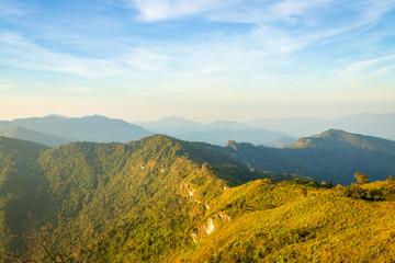 mountain ridge and sky in the morning at chiang Rai, Thailand
