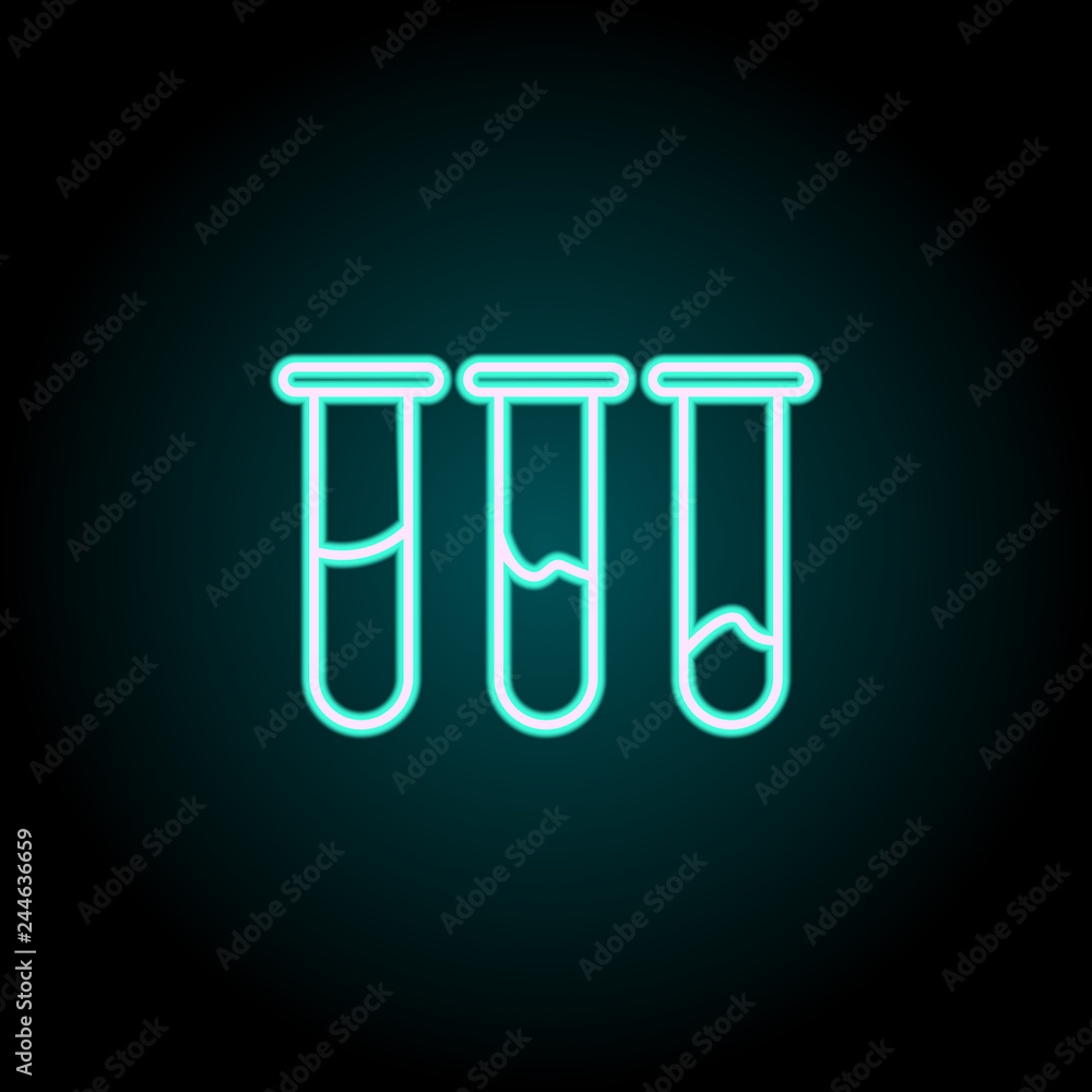 Poster laboratory test tubes icon. elements of science in neon style icons. simple icon for websites, web d