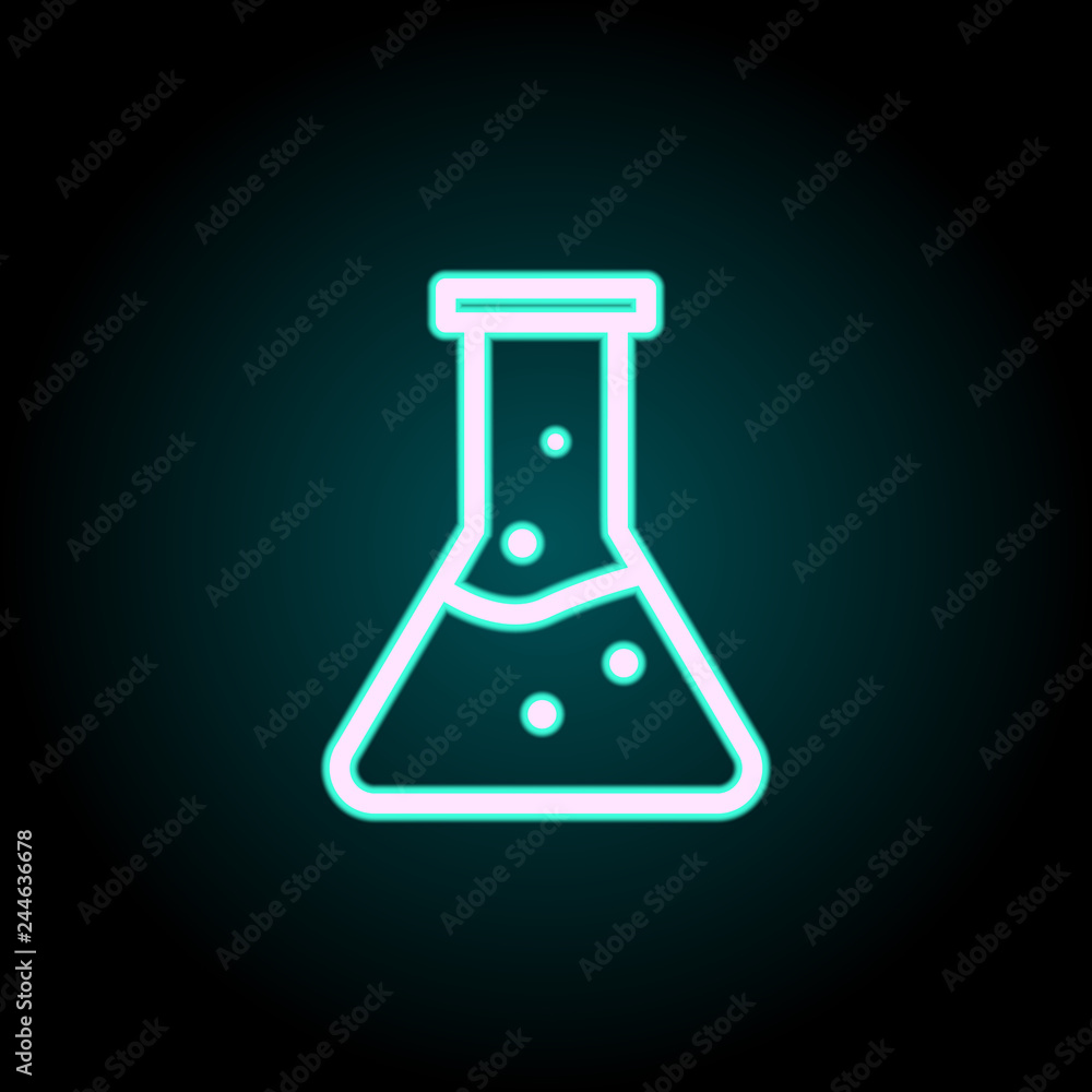 Poster flask icon. elements of science in neon style icons. simple icon for websites, web design, mobile ap