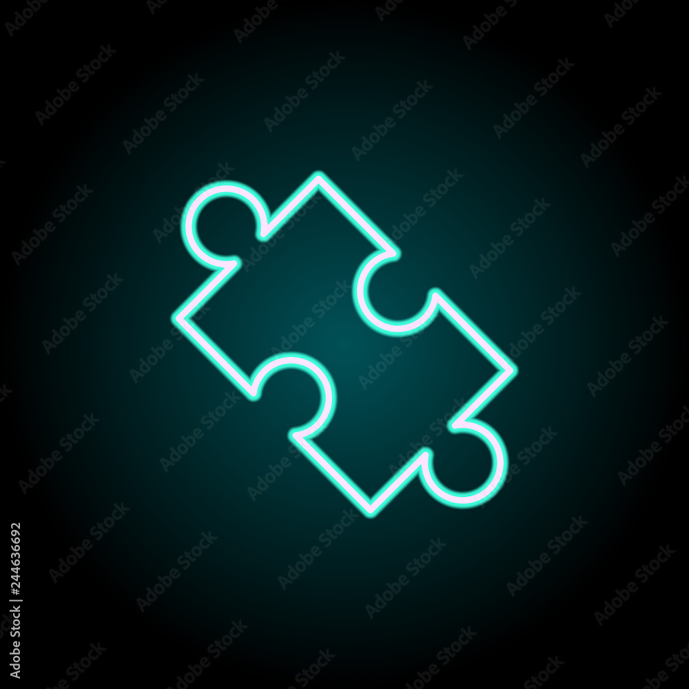 Poster puzzle icon. elements of science in neon style icons. simple icon for websites, web design, mobile a