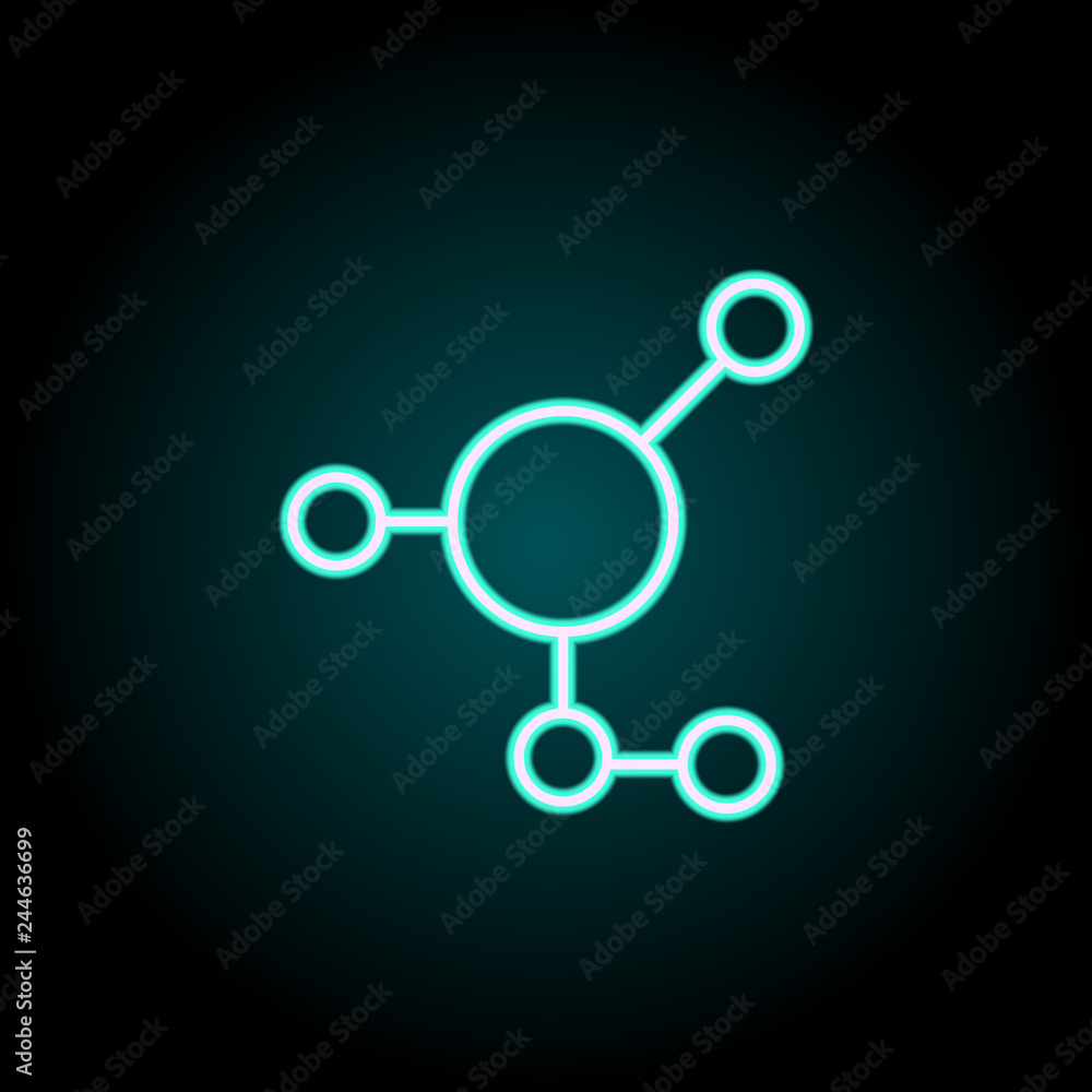 Poster molecular compound icon. elements of science in neon style icons. simple icon for websites, web desi
