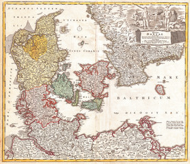 1730, Homann Map of Denmark