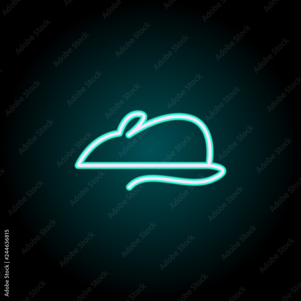 Poster experimental mouse icon. elements of science in neon style icons. simple icon for websites, web desi