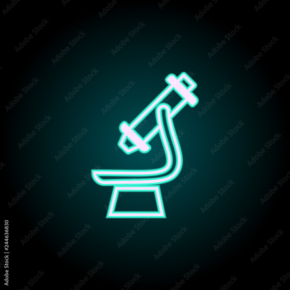 Poster microscope icon. elements of science in neon style icons. simple icon for websites, web design, mobi