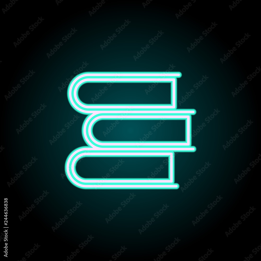 Poster pile of books icon. elements of science in neon style icons. simple icon for websites, web design, m