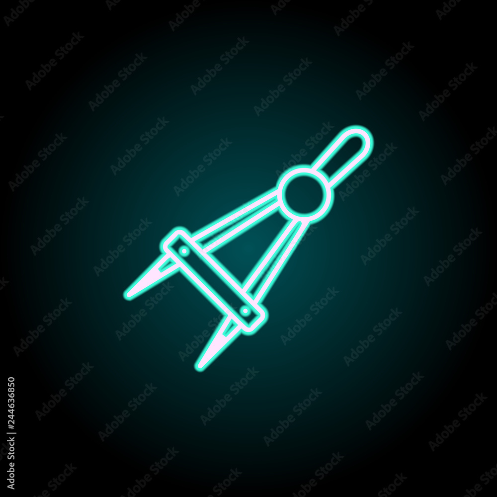 Poster compass icon. elements of science in neon style icons. simple icon for websites, web design, mobile 