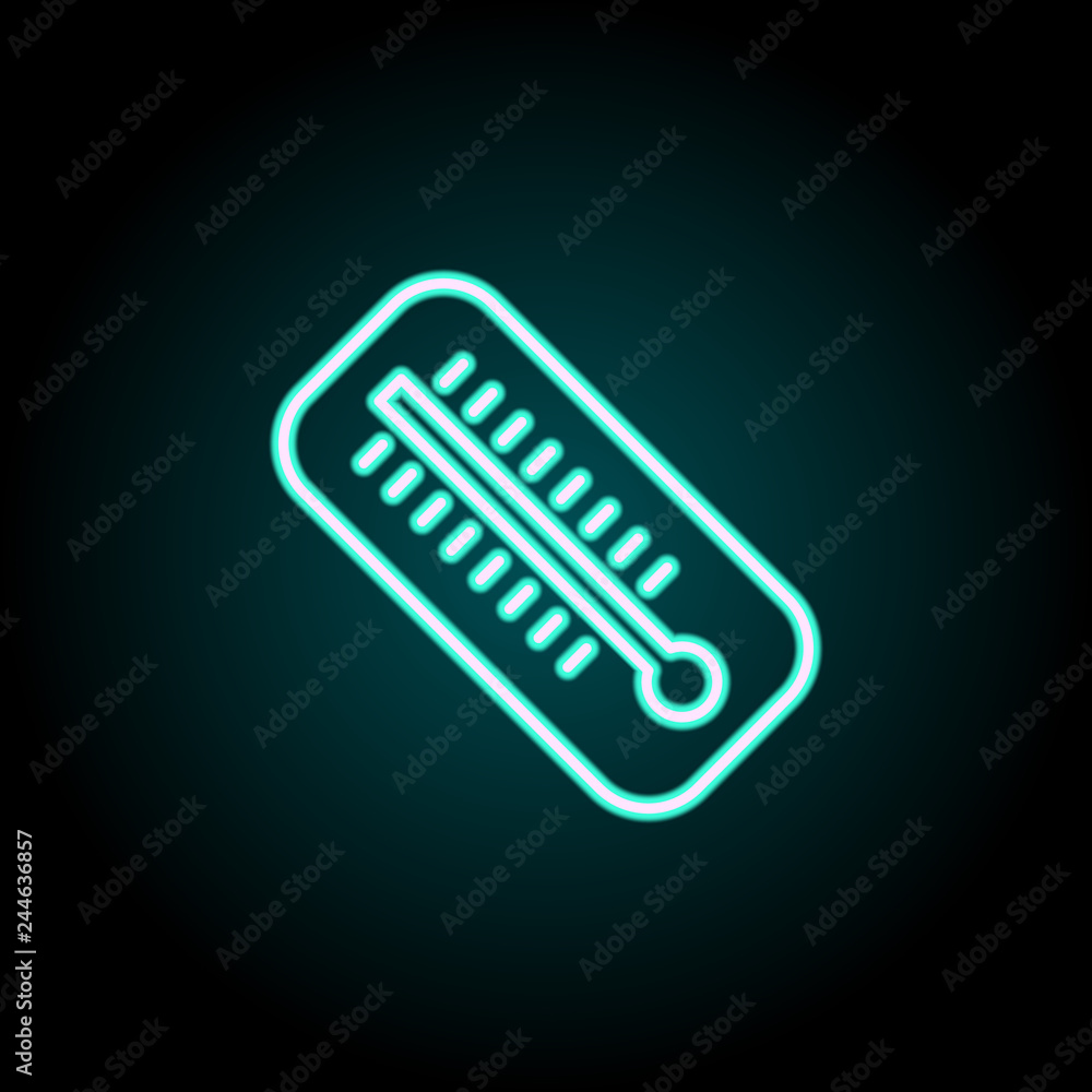 Poster mercury thermometer icon. elements of science in neon style icons. simple icon for websites, web des