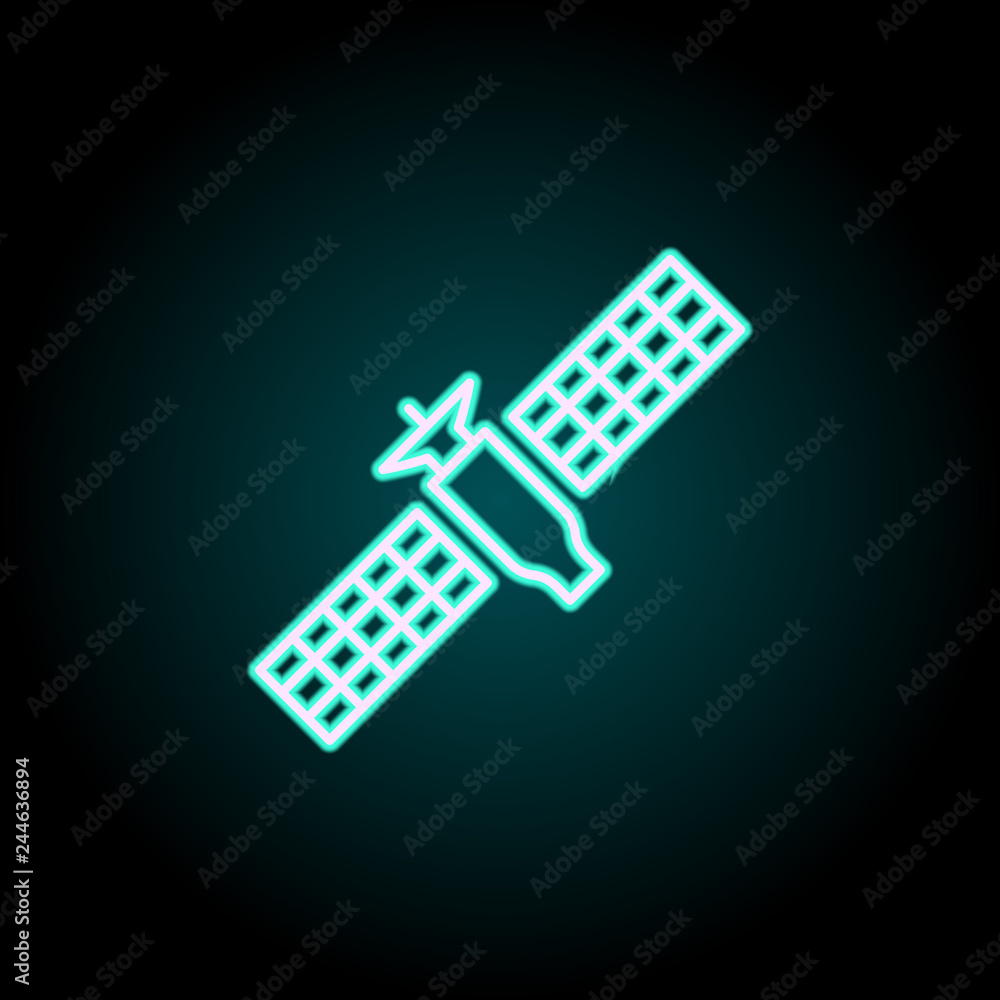 Poster satellite icon. elements of science in neon style icons. simple icon for websites, web design, mobil