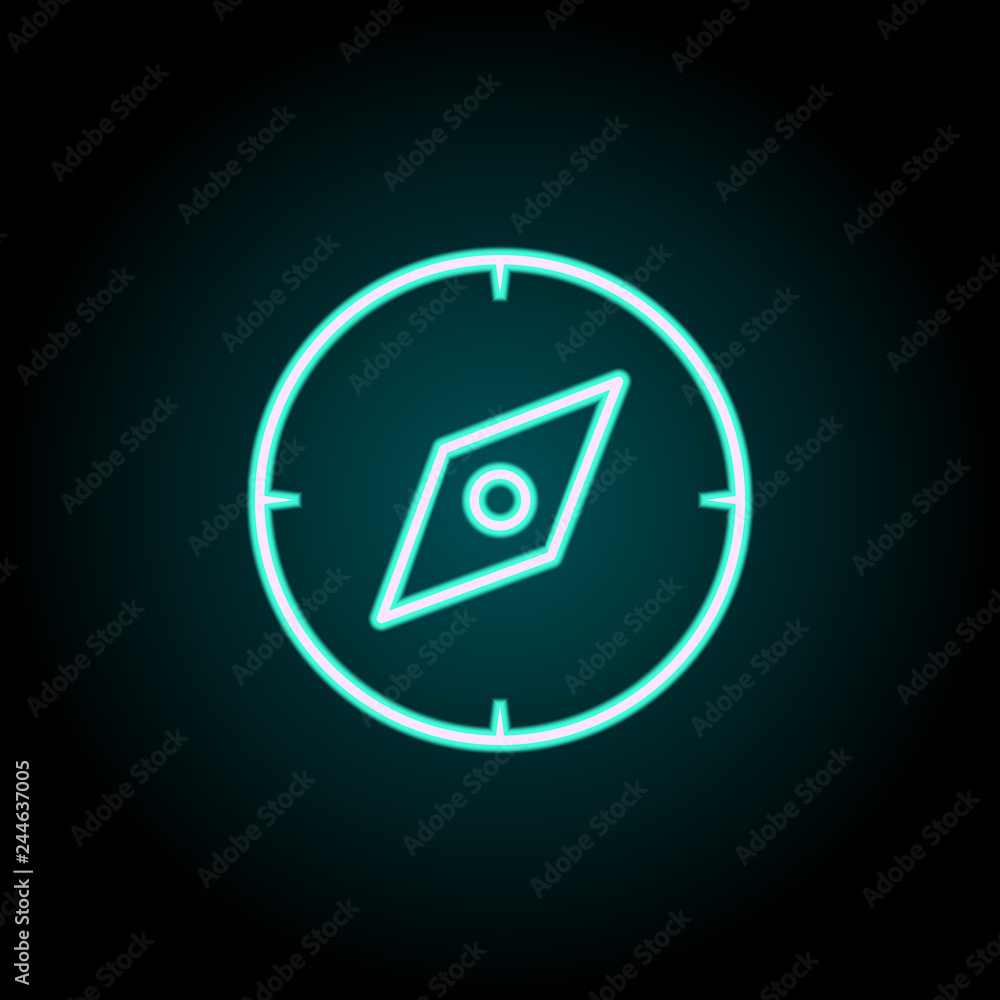 Poster compass icon. elements of science in neon style icons. simple icon for websites, web design, mobile 