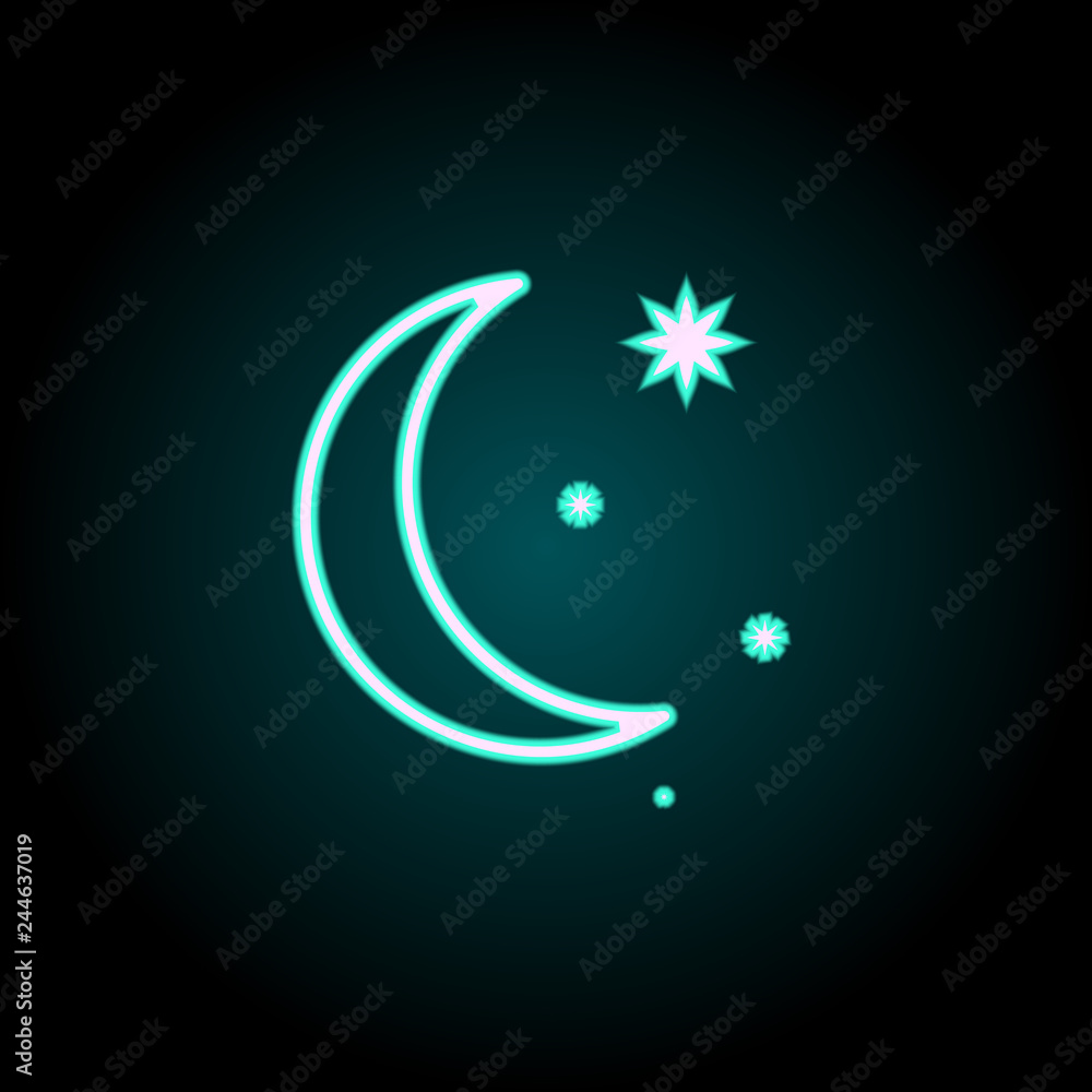Aufkleber crescent moon and stars icon. elements of science in neon style icons. simple icon for websites, web
