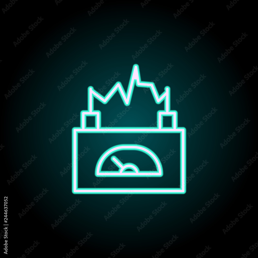 Poster current meter icon. elements of science in neon style icons. simple icon for websites, web design, m