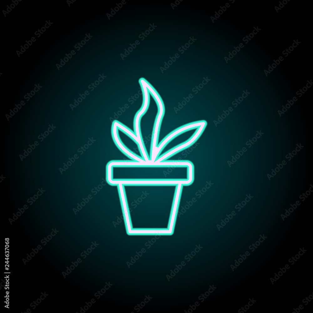Poster plant in the pot icon. elements of science in neon style icons. simple icon for websites, web design
