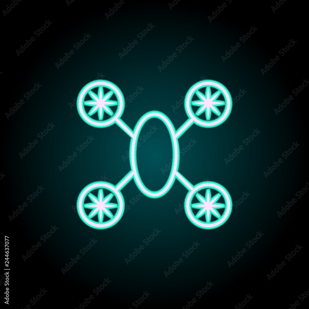 Poster quadrupter icon. elements of science in neon style icons. simple icon for websites, web design, mobi