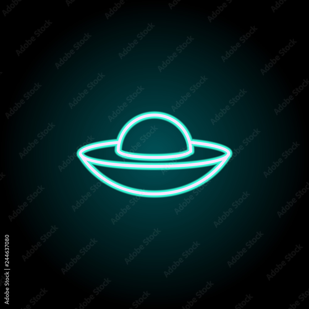 Aufkleber flying saucer icon. elements of science in neon style icons. simple icon for websites, web design, m