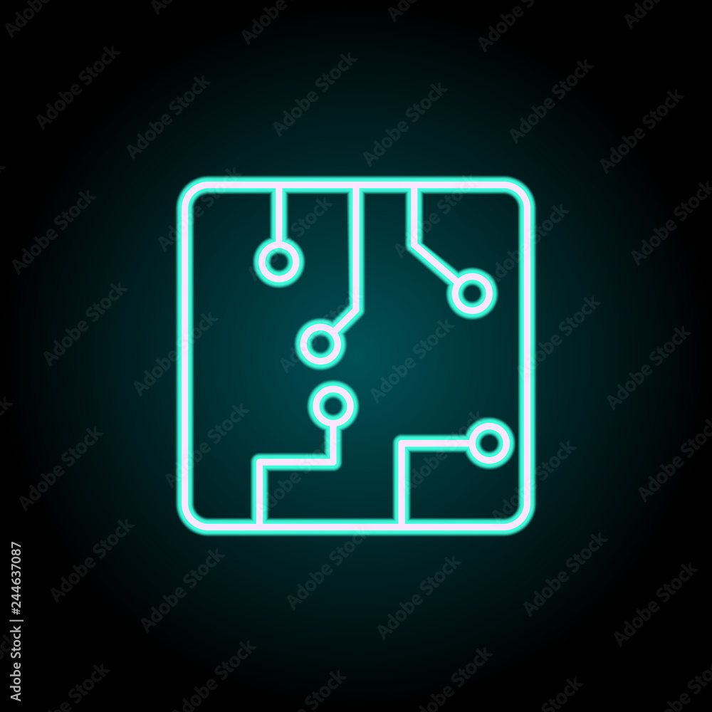 Poster chip icon. elements of science in neon style icons. simple icon for websites, web design, mobile app