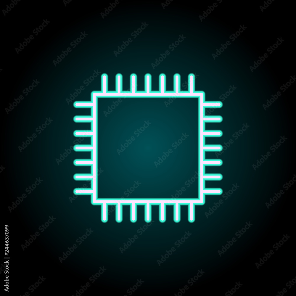 Poster cpu icon. elements of science in neon style icons. simple icon for websites, web design, mobile app,