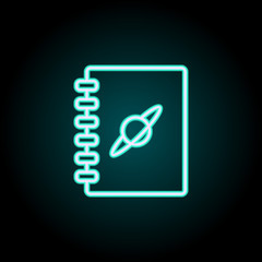 book about planets icon. Elements of Science in neon style icons. Simple icon for websites, web design, mobile app, info graphics