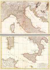 1770, Rizzi Zannoni Two Part Map of Italy