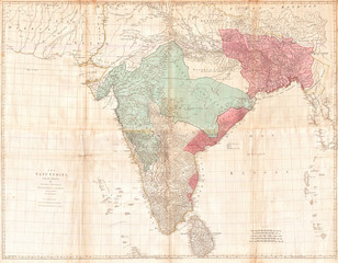 1768, Jeffreys Wall Map of India and Ceylon