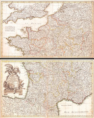 1775, Zannoni Two Panel Map of France