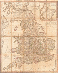 1790, Faden Map of the Roads of Great Britain or England