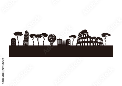イタリアローマ街並シルエット Wall Mural Wallpaper Murals 川崎市民団体coaクラブ