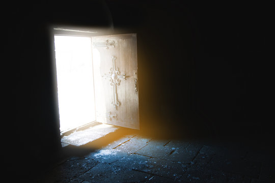 Light entering through open door