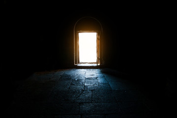 Light entering through open door
