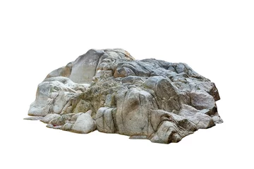 Crédence de cuisine en verre imprimé Pierres Pierre de falaise située dans une partie de la roche de montagne isolée sur fond blanc.