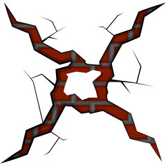 Isolated brick wall cracked. Vector illustration design
