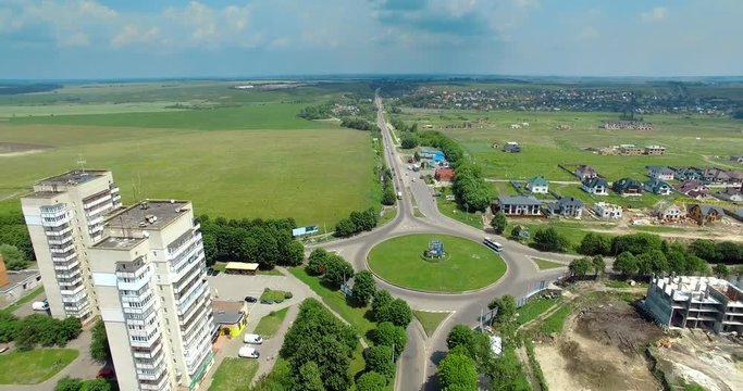 Ring road decoupling, Ukraine, Rivne, Aerial drone view