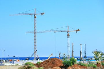 A hotel is under construction. Cantiere on the sea coast. © Sergey
