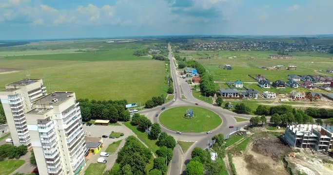 Ring road decoupling, Ukraine, Rivne, Aerial drone view