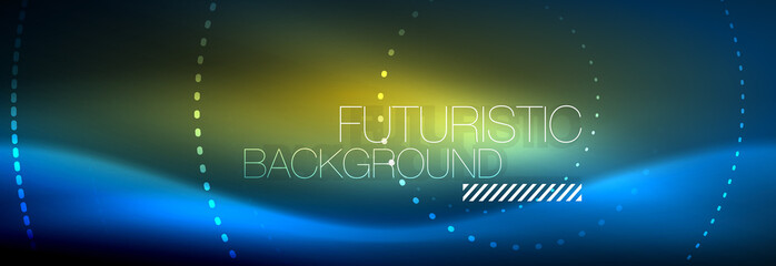 Glowing neon circle line dots, round line design, abstract style on black background. Neon abstract round circles Magic neon lights and glowing dots