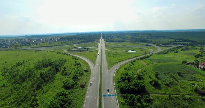 Ring road decoupling, Ukraine, Rivne, Aerial drone view