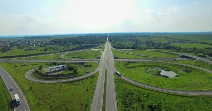 Ring road decoupling, Ukraine, Rivne, Aerial drone view