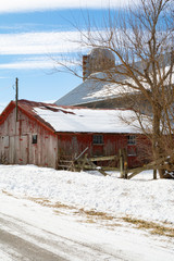 Rural farm in the Midwest after a Winter snow.