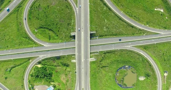 Ring road decoupling, Ukraine, Rivne, Aerial drone view