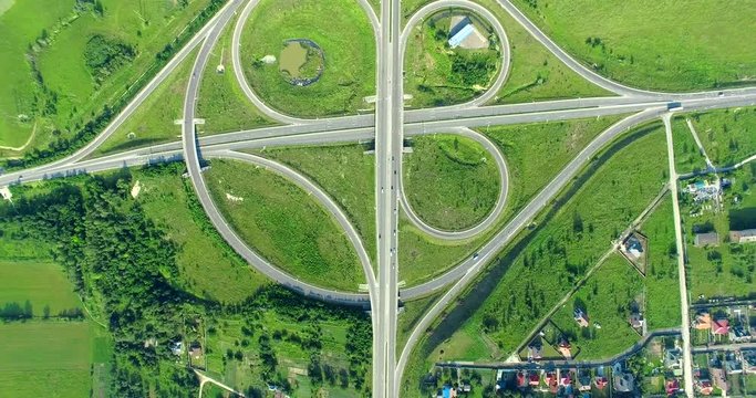 Ring road decoupling, Ukraine, Rivne, Aerial drone view