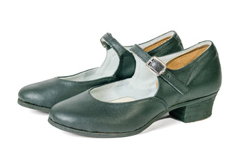 Handmade genuine leather dance shoes isolated on white background.