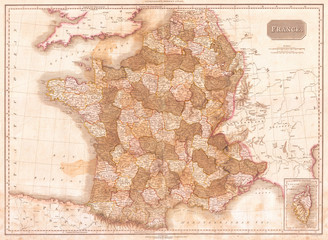 1818, Pinkerton Map of France, John Pinkerton, 1758 – 1826, Scottish antiquarian, cartographer, UK