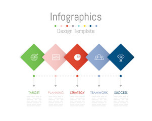 Infographic design elements for your business data with 5 options, parts, steps, timelines or processes. Vector Illustration.