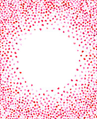 Red heart confetti frame for romantic designs.