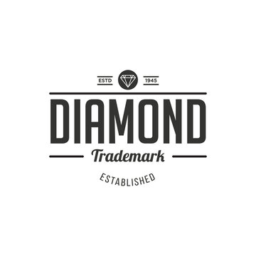 Diamond Logo Concept. Retro Vintage Insignia, Logotype, Label or Badge Vector design element, business sign template. - Vector
