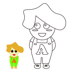 Fototapeta premium coloring kids character funny cute vector illustration cartoon