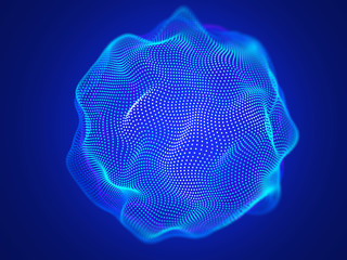 Big data cloud. Artificial intelligence Futuristic science background. Data explosion. Information flow noise. 3d renderings