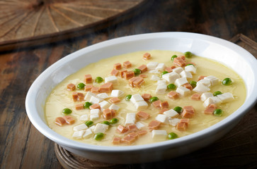 Delicious Chinese cuisine, Ham tofu steamed egg
